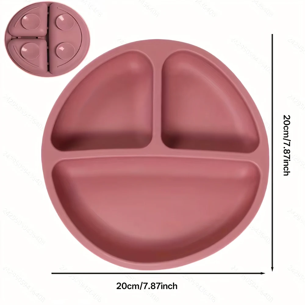 Suction Plates For Babies, Silicone With Lid Divided Design Dinner Plate