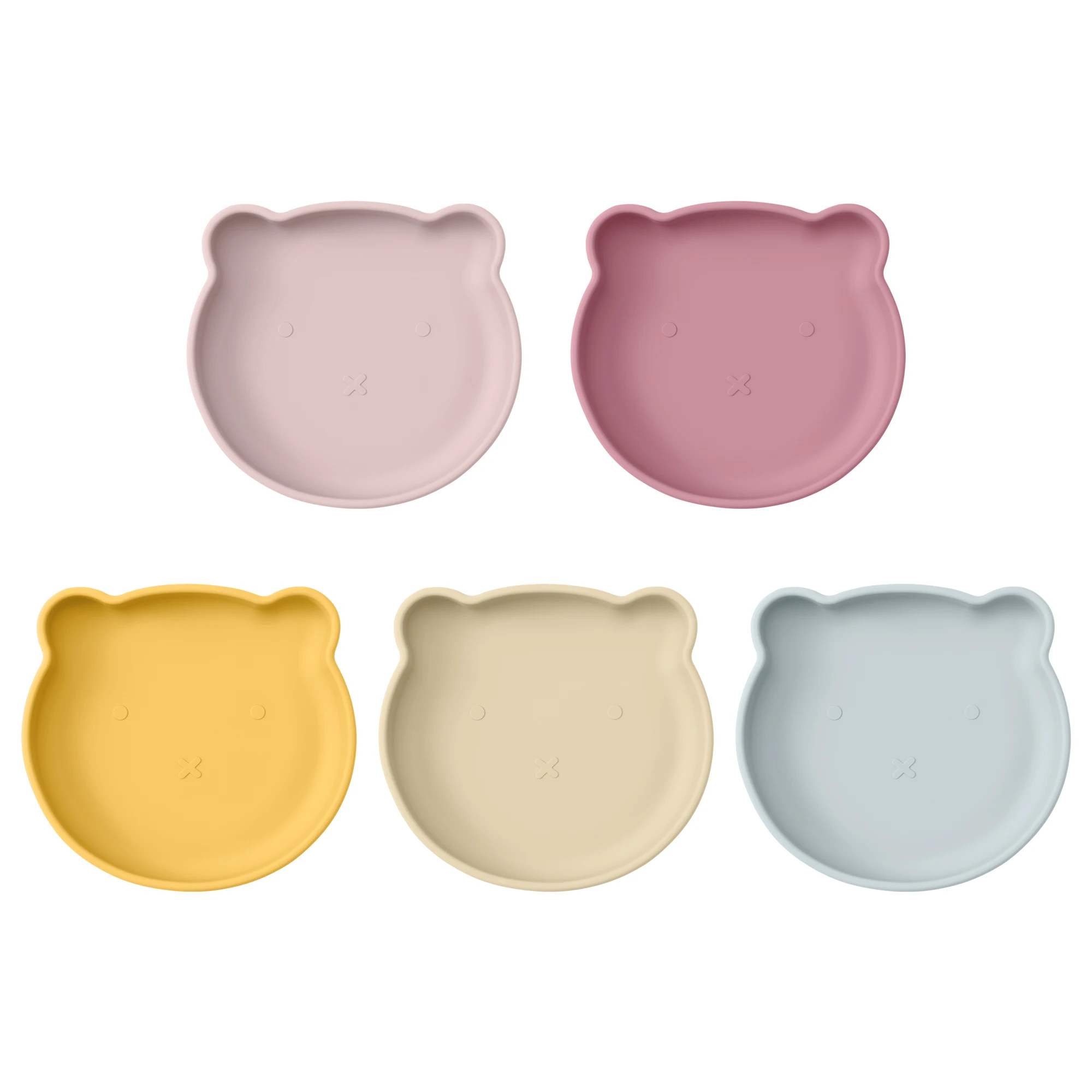 1Pcs Safe Silicone Dining Plate Suction Cartoon Bear Baby Dishes Plate Toddler Training Tableware Retro Kids Feeding Bowl