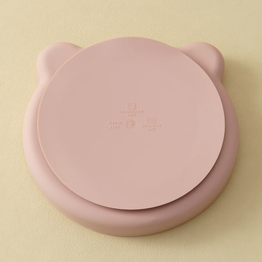 1Pcs Safe Silicone Dining Plate Suction Cartoon Bear Baby Dishes Plate Toddler Training Tableware Retro Kids Feeding Bowl
