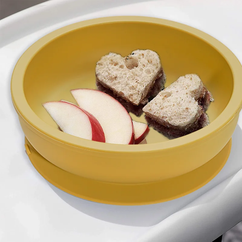 Food Grade Kids Dining Tableware Feeding Set Baby Training Sucker Bowl Soft Silicone Spoon Fork Set For Toddler Dishes