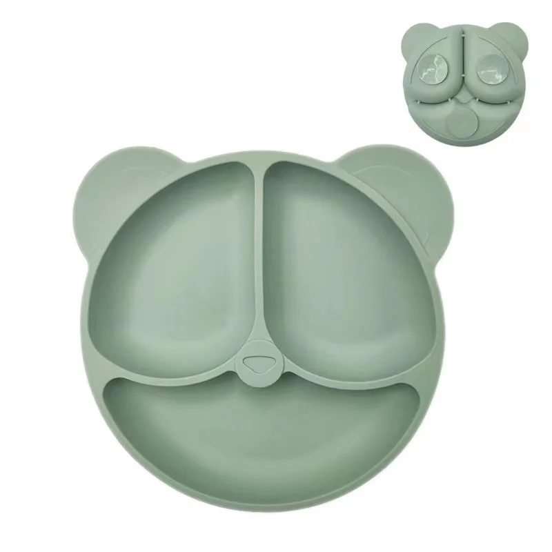 2025New Baby Silicone Plate with Suction – Easy Clean up Non-Slip Feeding Dish for Infant Toddler Retro Kids Smile Face Bowl
