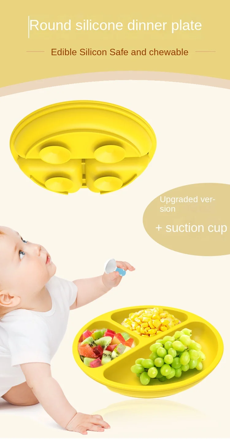2025New Baby Silicone Plate with Suction – Easy Clean up Non-Slip Feeding Dish for Infant Toddler Retro Kids Smile Face Bowl