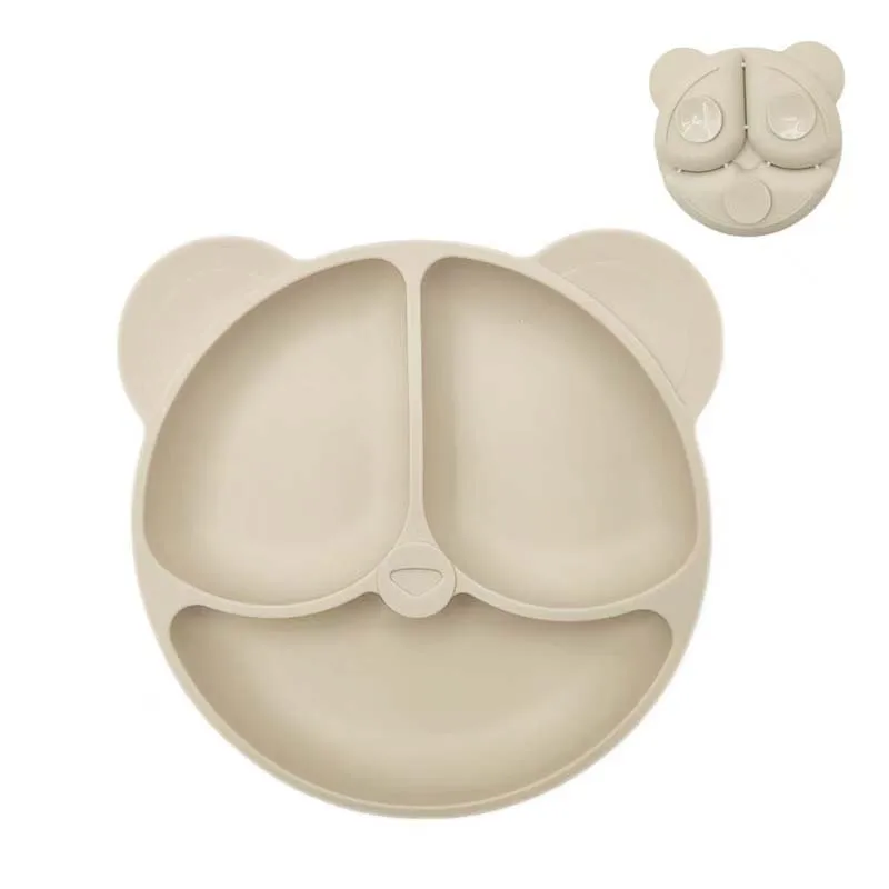 2025New Baby Silicone Plate with Suction – Easy Clean up Non-Slip Feeding Dish for Infant Toddler Retro Kids Smile Face Bowl