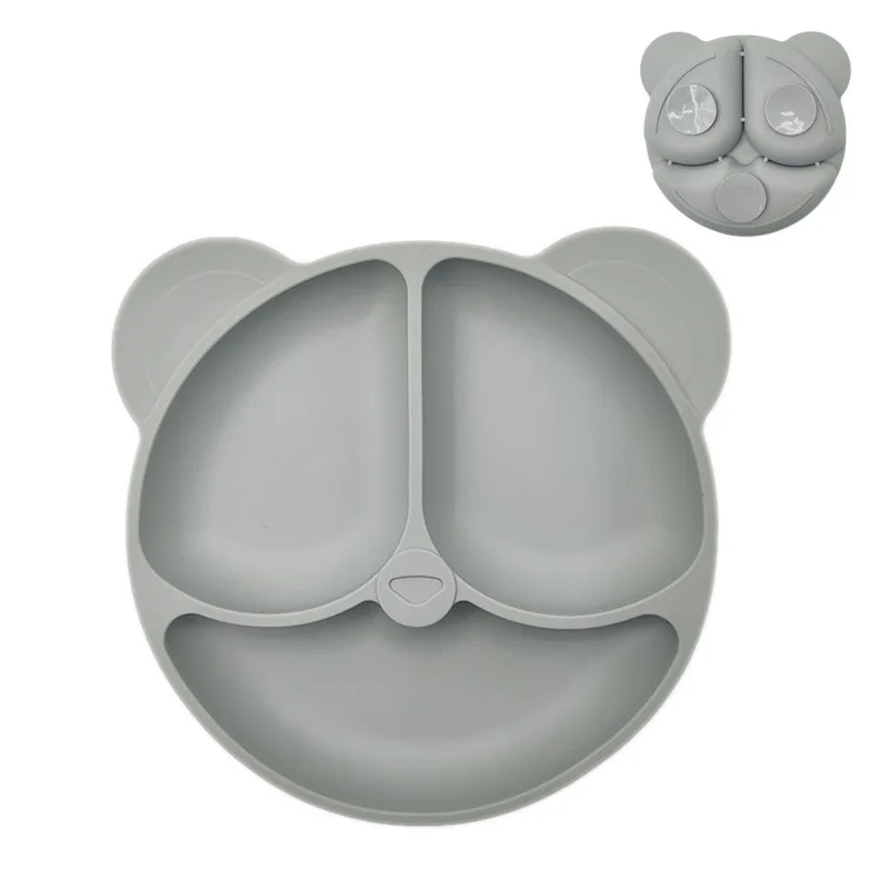 2025New Baby Silicone Plate with Suction – Easy Clean up Non-Slip Feeding Dish for Infant Toddler Retro Kids Smile Face Bowl