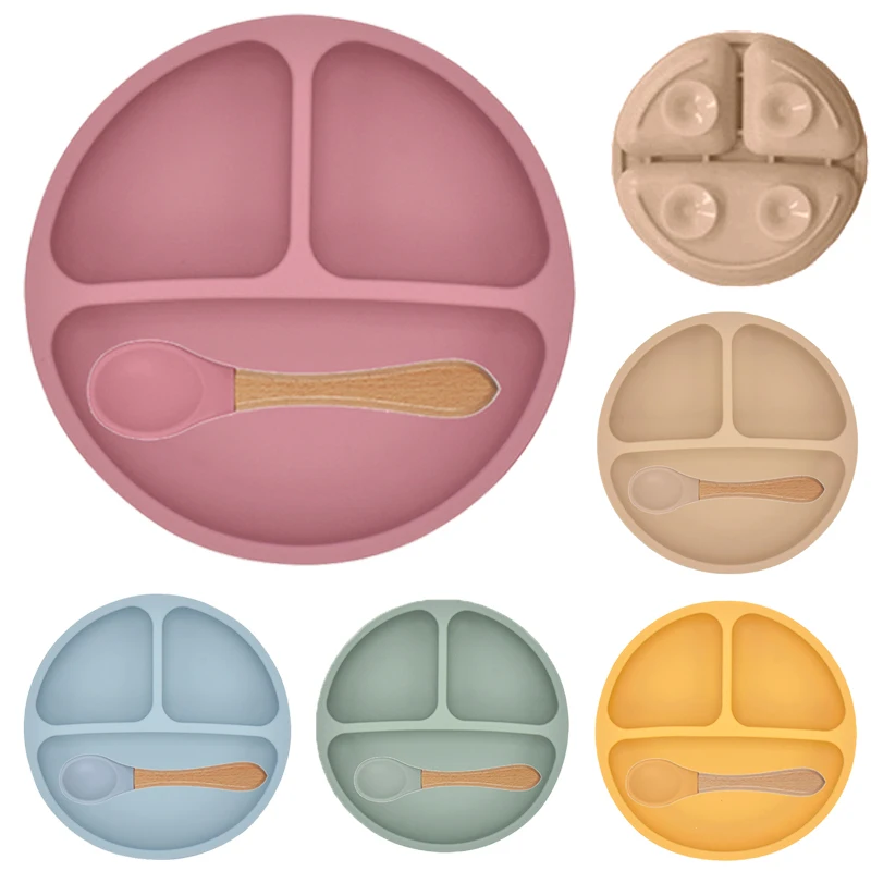 2025New Baby Silicone Plate with Suction – Easy Clean up Non-Slip Feeding Dish for Infant Toddler Retro Kids Smile Face Bowl
